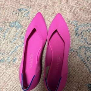 Rothy's Vibrant Pink Flats with Blue Accents